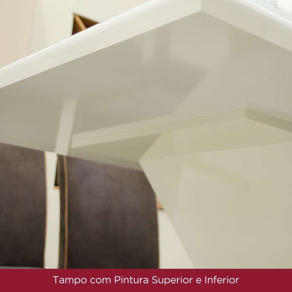Mesa de Jantar Fiorella 160 cm Tampo Reto com Vidro Nature Off White – Henn - 2