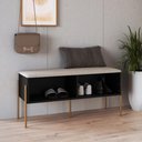 Ver imagem 1 de Sapateira Banco Estofada 93cm Pé Metal Oslo Artesano | Nero/dourado