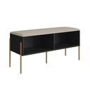 Ver imagem 2 de Sapateira Banco Estofada 93cm Pé Metal Oslo Artesano | Nero/dourado