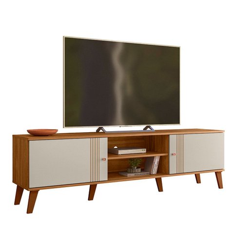Rack 180 cm 2 Portas para TV Ate 75 Polegadas Molly Ptl:Nature Off White