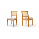 Ver imagem 3 de Sala de Jantar 6 Lugares Moscou Mesa e Cadeiras Madeira Maciça Telinha Ratta e Tecido Linho Cinza Pr