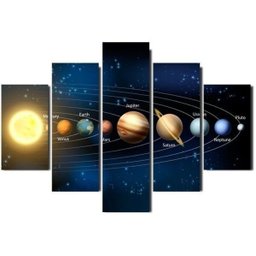 QUADROS DECORATIVOS 5 PEÇAS TODOS OS PLANETAS ESPAÇO GALAXIA - 1