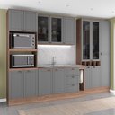 Ver imagem 1 de Cozinha Completa com Balcão Milla Living Life 15 Portas 3 Gavetas MDF-MDP 320cm Nogal com Cinza