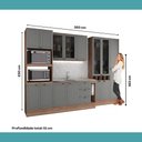 Ver imagem 6 de Cozinha Completa com Balcão Milla Living Life 15 Portas 3 Gavetas MDF-MDP 320cm Nogal com Cinza
