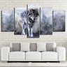 QUADROS DECORATIVOS 5 PEÇAS LOBO FUMAÇA REALISMO - 1
