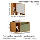 Ver imagem 3 de Gabinete Banheiro Espelheira e Cuba Branca Delta Naturalle Pistache Bechara