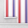 Papel De Parede Auto Adesivo Colante Laminado Azul Branco Vermelho Listrado Quarto e Sala - 3