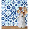 Azulejo Azul Branco Adesivo Para Parede Com Película Protetora Para Cozinha - 4