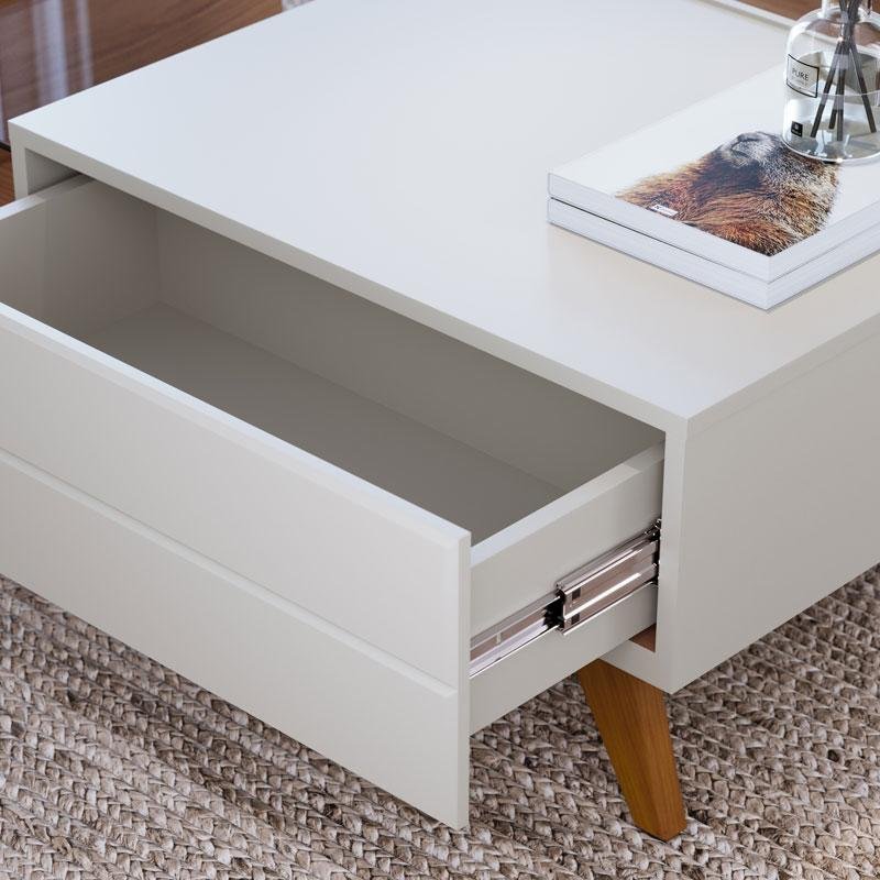 Mesa de Centro Noronha com Estante Home Theater Campeche Off White