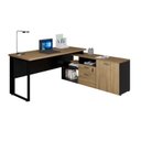 Ver imagem 3 de Conjunto para Escritório com Mesa Diretor em L, 1 Armário Alto e 1 Baixo Espresso Móveis Macadâmia Preto Marrom