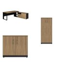 Ver imagem 2 de Conjunto para Escritório com Mesa Diretor em L, 1 Armário Alto e 1 Baixo Espresso Móveis Macadâmia Preto Marrom