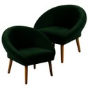 Ver imagem 1 de Kit 2 Poltronas Macia para Sala de Estar Tecido Veludo Elegante Pés de Madeira Resistente