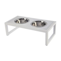 Comedouro Elevado Duplo Cão Porte P Branco - 1