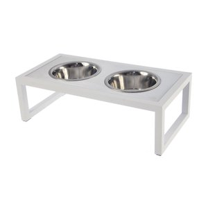 Comedouro Elevado Duplo Cão Porte P Branco