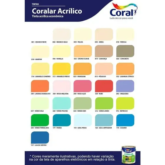 Tinta Acrílica Coralar 3,6 Coral:gelo - 2