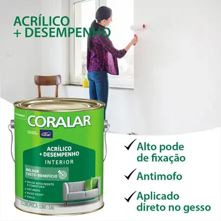 Tinta Acrílica Coralar 3,6 Coral:gelo - 3