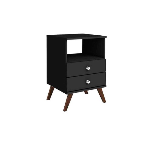 Mesa de Cabeceira Solteiro RT3103 c/ 2 Gavetas Preto - Movelbento
