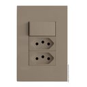 Ver imagem 1 de Cj Interruptor Paralelo + Tomada Dupla 10a 4x2 - Recta Fendi Satin Fosco - Brs12301-3fe