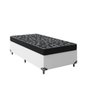 Cama Box Solteiro 88 Tecido Sintético Branco com Colchão Espuma D20 - Tampo Preto 12cm - 1