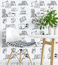 Ver imagem 4 de Papel De Parede Para Sala Quarto De Estudos Cinza E Detalhes Preto