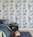 Ver imagem 3 de Papel De Parede Para Sala Quarto De Estudos Cinza E Detalhes Preto