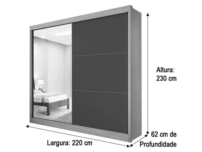 Guarda-roupa 2 Portas C/espelho Branco Titanium 2.2 D'doro - 5