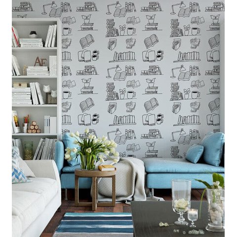 Papel De Parede Para Sala Quarto De Estudos Modelo Tematico Cinza Claro E Preto