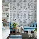 Ver imagem 2 de Papel De Parede Tematico Para Sala Quarto De Estudos Em Tons Cinza E Detalhes Preto