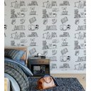 Ver imagem 3 de Papel De Parede Tematico Para Sala Quarto De Estudos Em Tons Cinza E Detalhes Preto