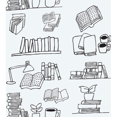 Papel De Parede Tematico Para Sala Quarto De Estudos Em Tons Cinza E Detalhes Preto