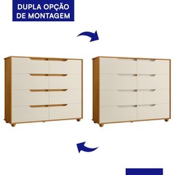 Cômoda Doble 8 Gavetas Cinamomo/off White - Móveis Albatroz - 4