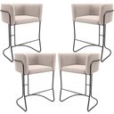 Ver imagem 2 de Kit 04 Banquetas Baixa Base de Aço Preto Betina D02 Suede Bege C-309 - Lyam Decor