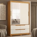 Ver imagem 1 de Guarda Roupa Casal 136cm com Espelho Solare Cinamomo/Off a02 - Mpozenato