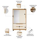 Ver imagem 3 de Guarda Roupa Casal 136cm com Espelho Solare Cinamomo/Off a02 - Mpozenato