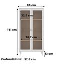 Ver imagem 2 de Armário Multiuso com 2 Portas de Vidro 80cm Ditália
