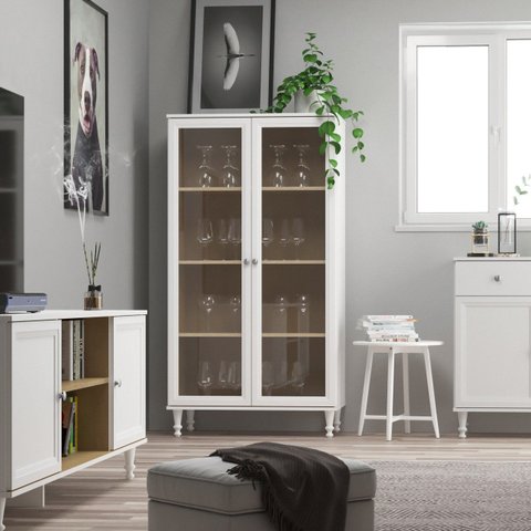 Armário Multiuso com 2 Portas de Vidro 80cm Ditália