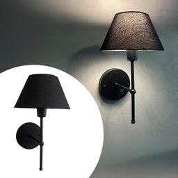 Arandela de Parede com Interruptor com Cupula Ref 16 Soquete E27 Bivolt - Preto com Preto - 7