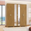 Ver imagem 1 de Guarda-roupa Noronha 6 Portas Nature com Espelho 226cm Altura em Mdf