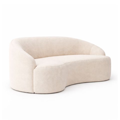 Sofá Curvo Dunas 3 Lugares 210cm Bouclé Off White - Sallar Home