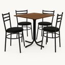 Ver imagem 1 de Conjunto Mesa Preta 70x70cm Tampo Imbuia com 4 Cadeiras Epoxi