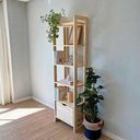Ver imagem 6 de Estante Linea Slim com Gaveta 6 Prateleiras Pinus 53cm Marrom Artfactory Design