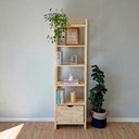 Ver imagem 7 de Estante Linea Slim com Gaveta 6 Prateleiras Pinus 53cm Marrom Artfactory Design