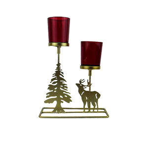 Candelabro Decorativo Natalino com 2 Velas - 17x23,5x8cm Prime Home Decor