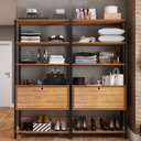 Ver imagem 3 de Closet Jade 2 Portas Basculantes 6 Prateleiras Pinho/Preto - Pnr Móveis