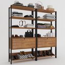 Ver imagem 5 de Closet Jade 2 Portas Basculantes 6 Prateleiras Pinho/Preto - Pnr Móveis