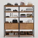 Ver imagem 6 de Closet Jade 2 Portas Basculantes 6 Prateleiras Pinho/Preto - Pnr Móveis