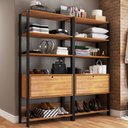 Ver mais imagens de Closet Jade 2 Portas Basculantes 6 Prateleiras Pinho/Preto - Pnr Móveis