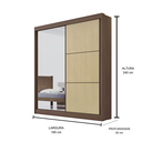 Ver imagem 3 de Guarda Roupa Mdf Atenas 2 Portas Espelho Castanho Linho