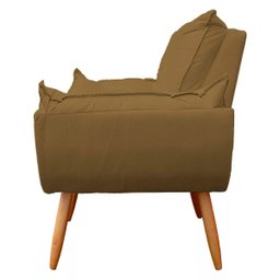 Poltrona Luxo Decorativa Estofada Fibra Confortável:capuccino - 3