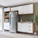 Ver imagem 1 de Cozinha Pérola 270cm Completa Modulada 4 Peças Branco/Freijó Yescasa